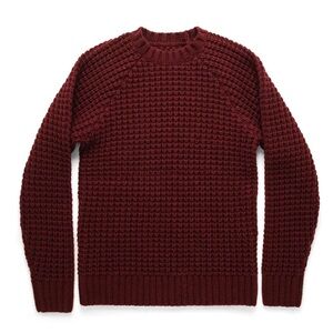 TAYLOR STITCH Fisherman Sweater in Maroon Waffle mens size 36 wool blend knit